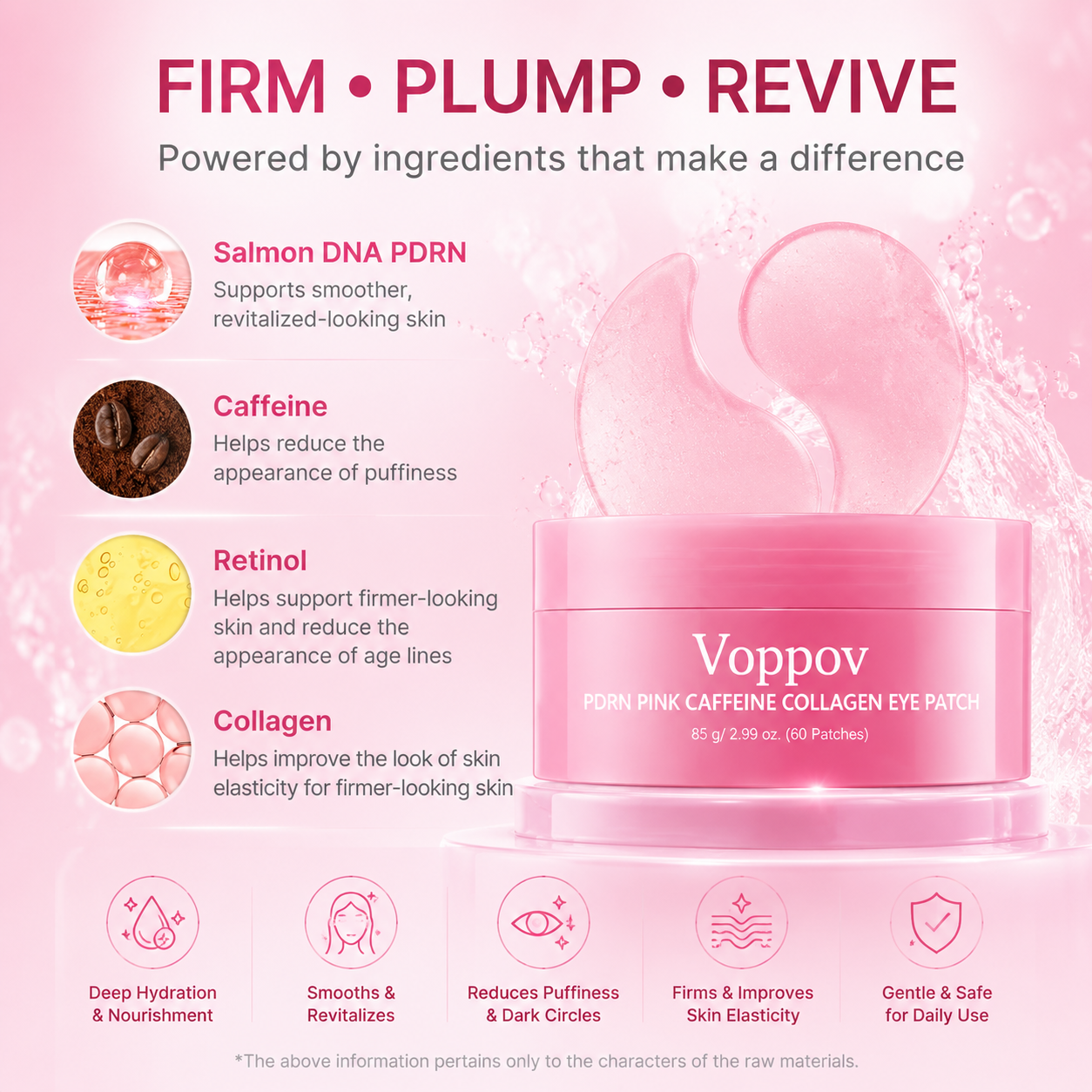 Voppov PDRN Pink Caffeine Collagen Eye Patch – 10-Minute Eye Revival Treatment